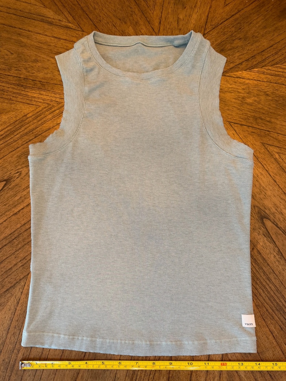 Vuori Mist Pose Modern Ribbed Stretch Tank Light Blue Green Small